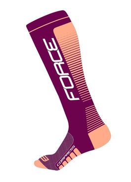 FORCE ponožky COMPRESS, fialovo-broskyňové L-XL/42-47